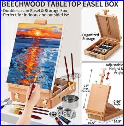 82Pcs Professional Oil Painting Set with Easel Box, 24 Rich Oil Colors & 10 Hog