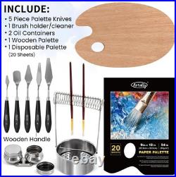 82Pcs Professional Oil Painting Set with Easel Box, 24 Rich Oil Colors & 10 Hog