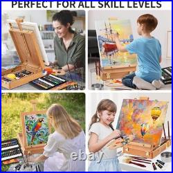 82Pcs Professional Oil Painting Set with Easel Box, 24 Rich Oil Colors & 10 Hog