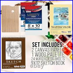 95 Piece Wood Box Easel Painting Set Oil Acrylic Watercolor Paint Colors Brushes 95 Piece Wood Box Easel Painting Set Oil Acrylic Watercolor Paint Colors Brushes