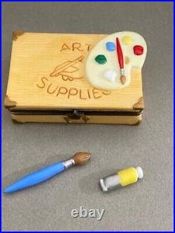 ART SUPPLIES CASE Hinge Box withPaint & Brush trinkets Midwest PHB Retired