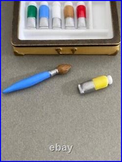 ART SUPPLIES CASE Hinge Box withPaint & Brush trinkets Midwest PHB Retired