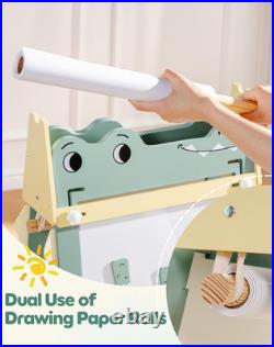 Adjustable 3-in-1 Alligator Easel for Kids Art Station with Whiteboard & Chalk