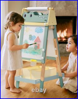 Adjustable 3-in-1 Alligator Easel for Kids Art Station with Whiteboard & Chalk