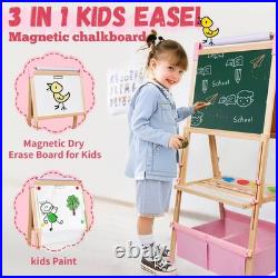 Adjustable Wooden Art Easel for Kids 119+ Supplies 2 Paper Rolls 2-4 5-7 8-12
