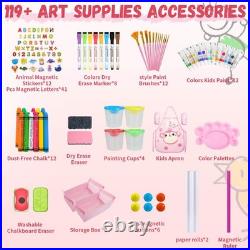 Adjustable Wooden Art Easel for Kids 119+ Supplies 2 Paper Rolls 2-4 5-7 8-12