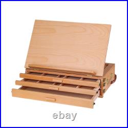 Adjustable Wooden Beech Table Top Easel Desk Box Painting Sketching Supplies