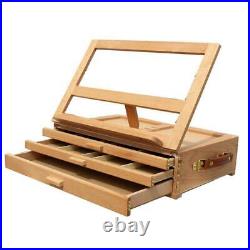 Adjustable Wooden Tabletop 3-Drawer Sketch Box Easel Board Art Supply