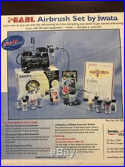 Airbrush Set By Iwata New In Box MSRP $453.90 Compressor, Airbrush & Paint