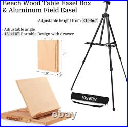 All-in-One Art Painting Kit with Aluminum & Beech Wood Easel, With Two Easels