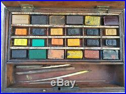 Antique Artist's Watercolour Paint Box 19th original blocks ALTER MALKASETEN @@@