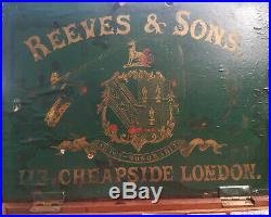 Antique Artist's Watercolour Paint Box Reeves & Sons 19th original paint blocks