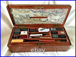 Antique CROWN STATIONARY OFFICE Watercolor ARTIST BOX with 12 PALETTES. C. 1820's