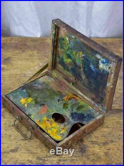 Antique French artist's paint box with palette petite