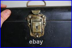 Antique Machinist Tool Box Brass lock latch Metal Chest Jewelry Art Supply case