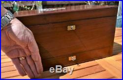 Antique Mahogany Artists Paint box fitted tray interior /Drawer locks & Key