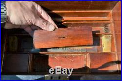 Antique Mahogany Artists Paint box fitted tray interior /Drawer locks & Key