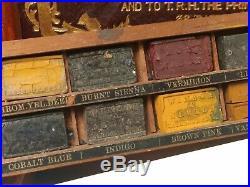 Antique Winsor & Newton artists watercolour Paint Box mahogany with Flush Brass