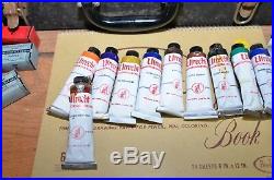 Antique artist paint box brushes easel vintage collectible painting tool lot