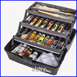 ArtLift 3-Tier Organizer Portable Gray/Black Art Supply Box with Lift-Up Trays