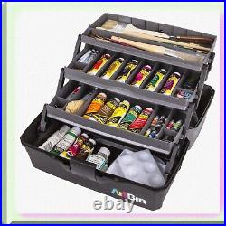 ArtLift 3-Tier Organizer Portable Gray/Black Art Supply Box with Lift-Up Trays