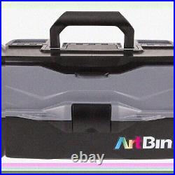 ArtLift 3-Tier Organizer Portable Gray/Black Art Supply Box with Lift-Up Trays