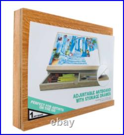 Art Drawing Board, Wood Stand Table Adjustable With Storage Drawer, Art Board