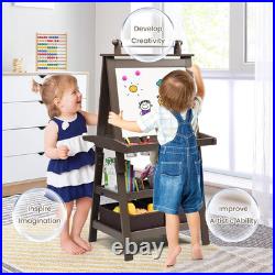 Art Easel for Kids, 3-In-1 Double-Sided Wooden Toddler Easel WithMagnetic White Bo