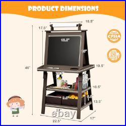 Art Easel for Kids, 3-In-1 Double-Sided Wooden Toddler Easel WithMagnetic White Bo