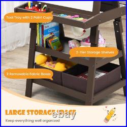 Art Easel for Kids, 3-In-1 Double-Sided Wooden Toddler Easel WithMagnetic White Bo