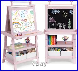 Art Easel for Kids, 3 in 1 Wooden Toddler Easel with Paper Roll Double-Sided K