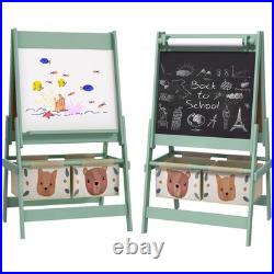 Art Easel for Kids & Paper Roll 3 in 1 Toddler Painting Easel White/ Blackboard