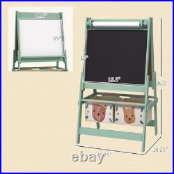 Art Easel for Kids & Paper Roll 3 in 1 Toddler Painting Easel White/ Blackboard