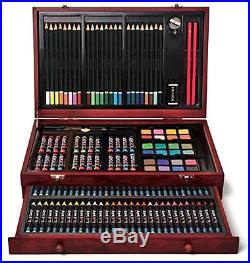 Art Set With Wood Case For Kids Teen Deluxe Wooden Box Artist Drawing Kit Pencil