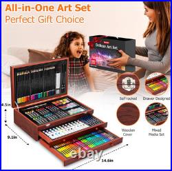 Art Supplies, 192-Pack Deluxe Art Set Drawing Painting Supplies Kit with Acrylic