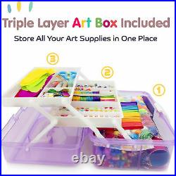 Art Supplies for Kids Craft Art Kit Crafting School Set Portable Folding Box
