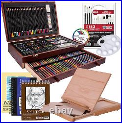 Art Supply 163-Piece Mega Deluxe Art Painting, Drawing Set in Wood Box