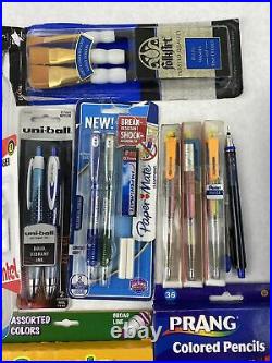 Art Supply Lot Markers Crayons Colored Pencils Pens Storage Boxes Fold Out