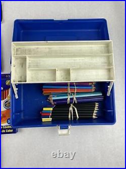 Art Supply Lot Markers Crayons Colored Pencils Pens Storage Boxes Fold Out