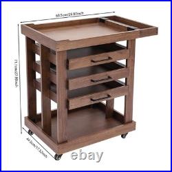 Art Supply Storage Box Organizer Rack Wooden Rolling Cart with 3 Drawers US