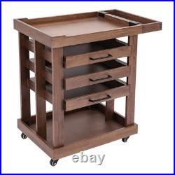 Art Supply Storage Box Organizer Rack Wooden Rolling Cart with 3 Drawers US