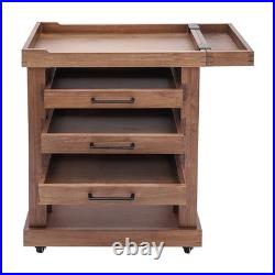 Art Supply Storage Box Organizer Rack Wooden Rolling Cart with 3 Drawers US