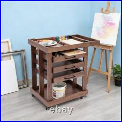 Art Supply Storage Box Organizer Rack Wooden Rolling Cart with 3 Drawers US