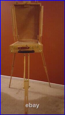 Artist French Easel Box Beechwood with Wheels & Wooden Palette Nice gift