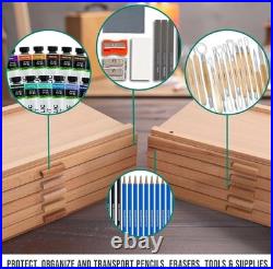 Artist Tool Box 10 Drawers, Elm Hardwood, 50 Compartments, Tabletop Organizer