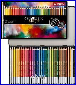 Assorted 36 Colors of Chalk-Pastel Pencils in Tin Case Ideal for Creative Art