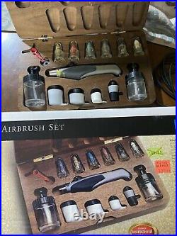 Aztek A4709 Airbrush Set Very Nice In Box & Wood Case