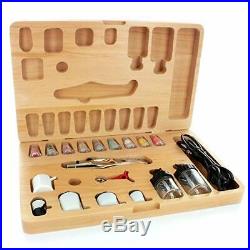 Aztek Pro Air Brush System-in Beautiful Wooden Box-9 nozzles-DVD & more A7778