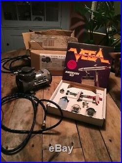 Badger Vintage Vega 2000 Airbrush Kit Original Box AND WHIRLWIND II COMPRESSOR