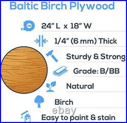 Baltic Birch Plywood 6 mm 1/4 x 18 x 24 Inch Craft Wood Box of 8 B/BB Grade B